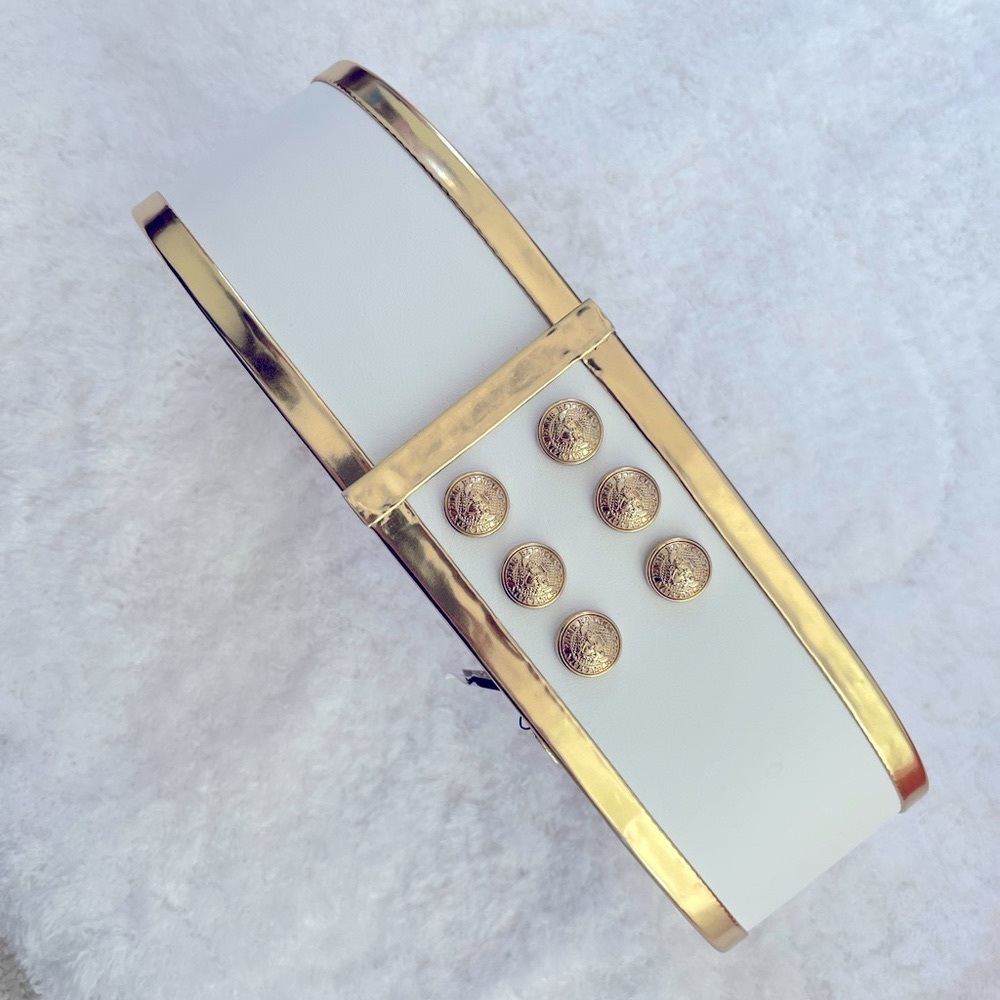 **Rare** BALMAIN white/gold Waist Belt size 34